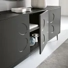 Buffet trois portes en mélamine et MDF avec piètement en métal, fabriqué en Italie - Rialto Viadurini