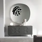 Buffet trois portes en mélamine et MDF avec piètement en métal, fabriqué en Italie - Rialto Viadurini