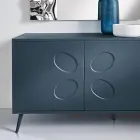 Buffet trois portes en mélamine et MDF avec piètement en métal, fabriqué en Italie - Rialto Viadurini