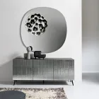 Buffet trois portes en verre rayé et bois mélaminé, fabriqué en Italie - Ninfa Viadurini
