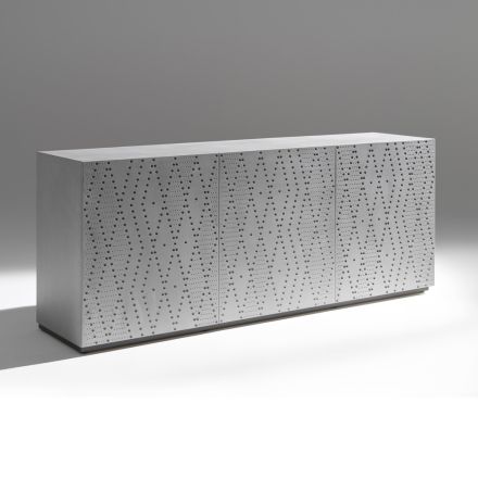 Buffet à 3 portes et 3 étagères intérieures, décor en aluminium de fonderie - Scorpion Viadurini