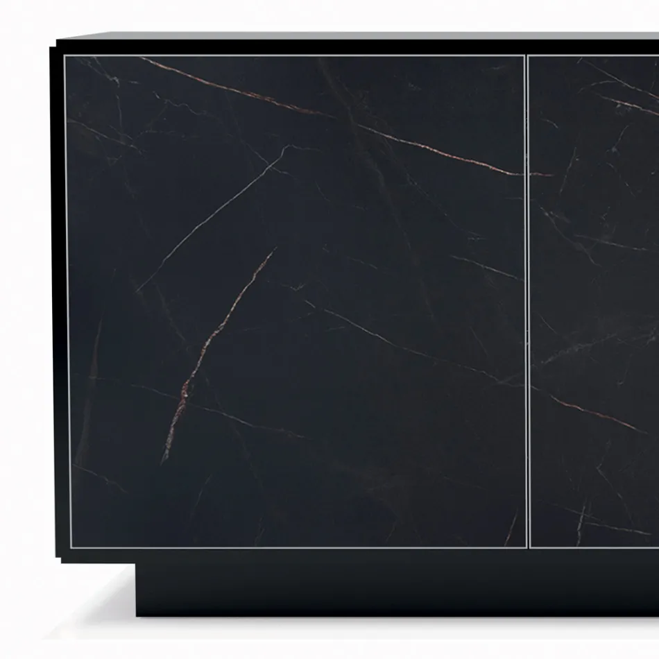 Buffet avec 3 portes et structure laquée et stratifiée Made in Italy - Ferrara Viadurini