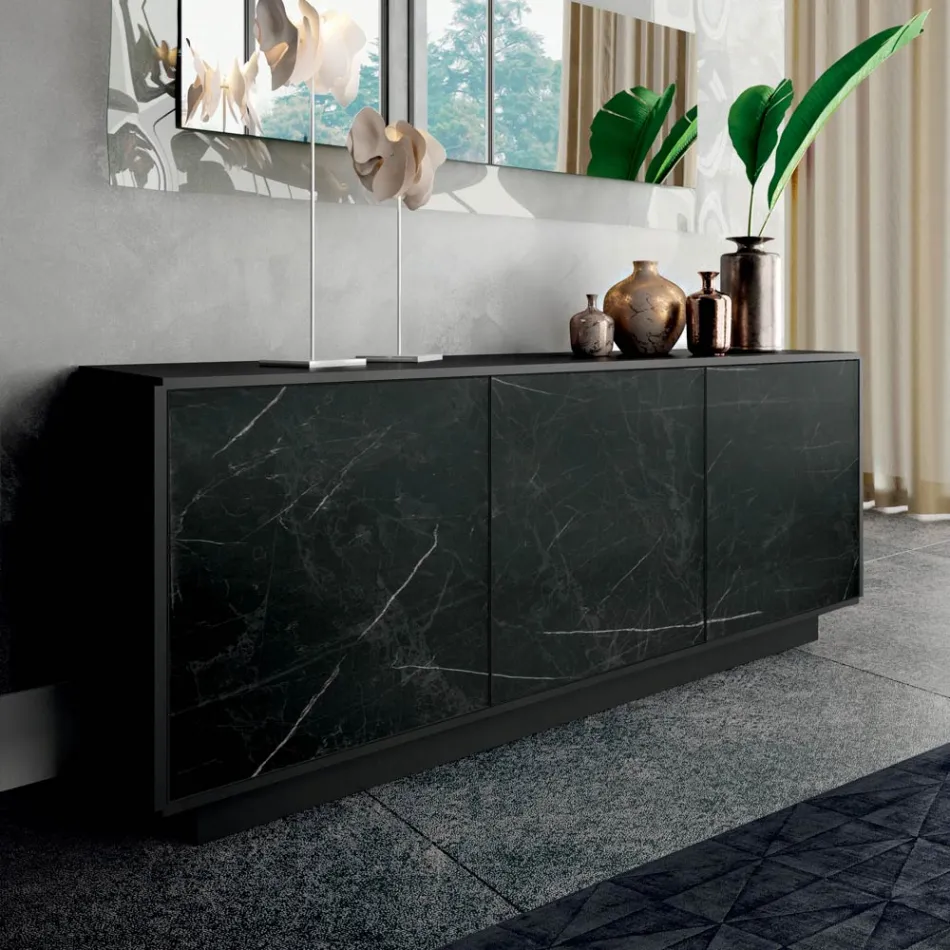 Buffet avec 3 portes et structure laquée et stratifiée Made in Italy - Ferrara Viadurini