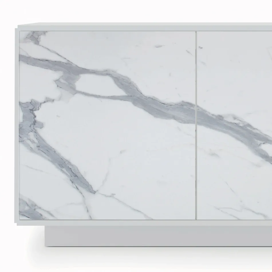 Buffet avec 3 portes et structure laquée et stratifiée Made in Italy - Ferrara Viadurini