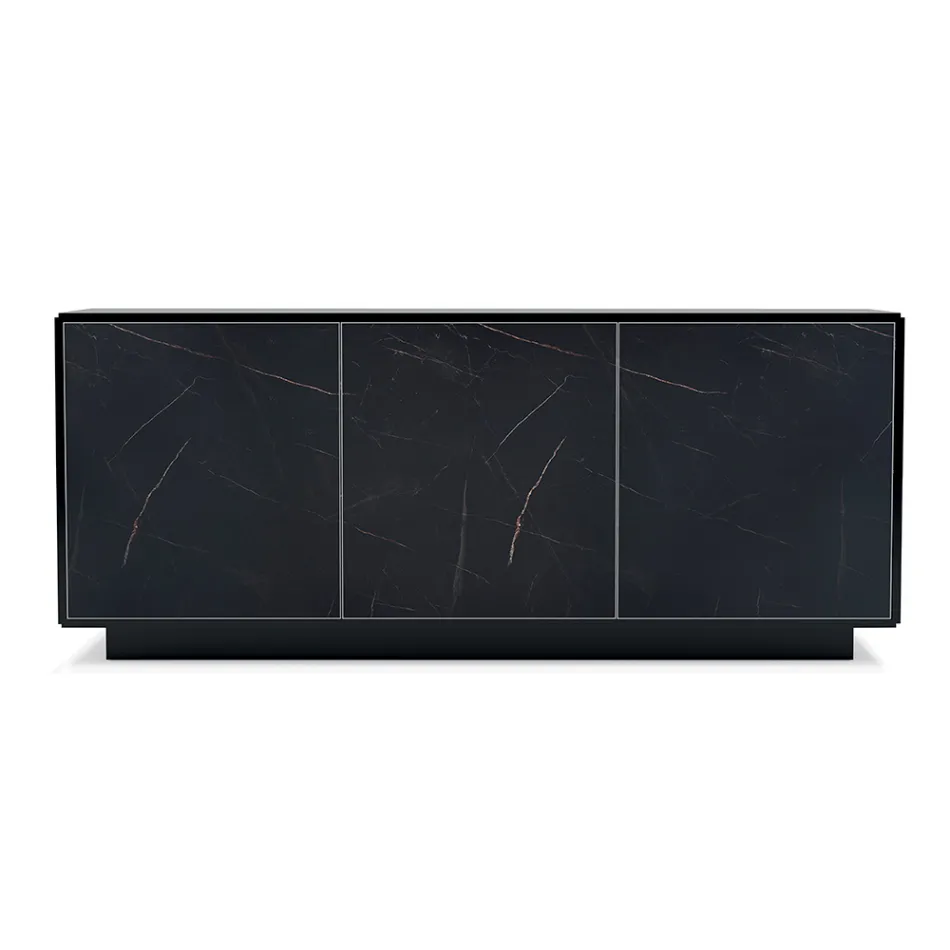 Buffet avec 3 portes et structure laquée et stratifiée Made in Italy - Ferrara Viadurini