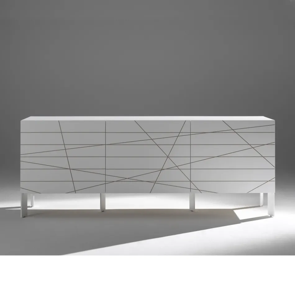 Buffet à 3 portes en aggloméré de bois peint - Ariete Viadurini