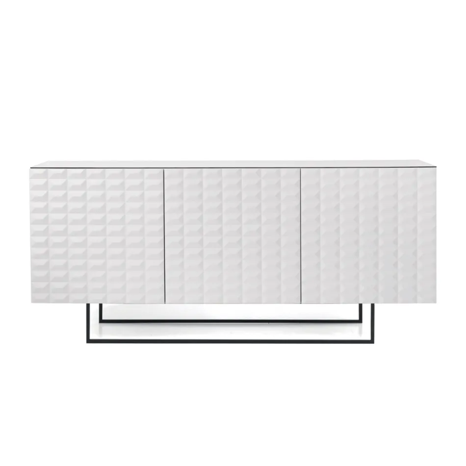 Buffet 3 portes en MDF recouvert de PVC laqué, fabriqué en Italie - Dorotea Viadurini