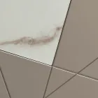 Buffet à 4 portes en MDF laqué avec pantographe et inserts en verre effet marbre - Danila Viadurini