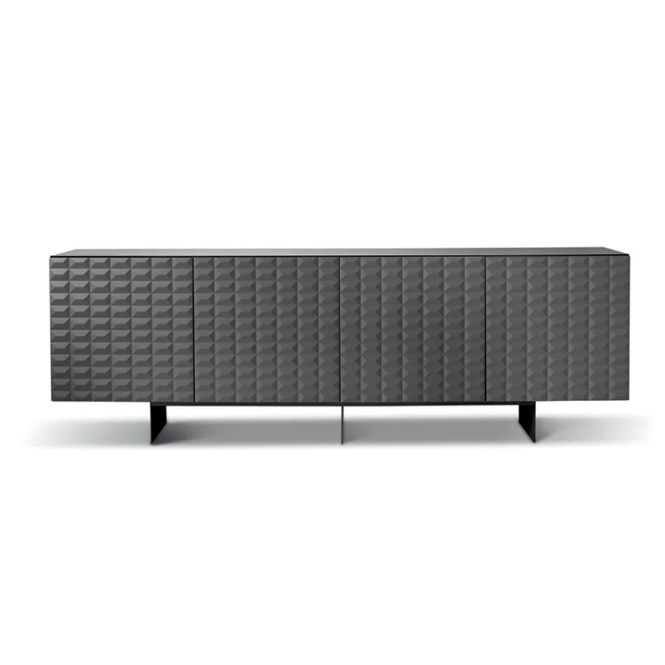 Buffet à 4 portes en MDF recouvert de PVC laqué, fabriqué en Italie - Dorotea Viadurini