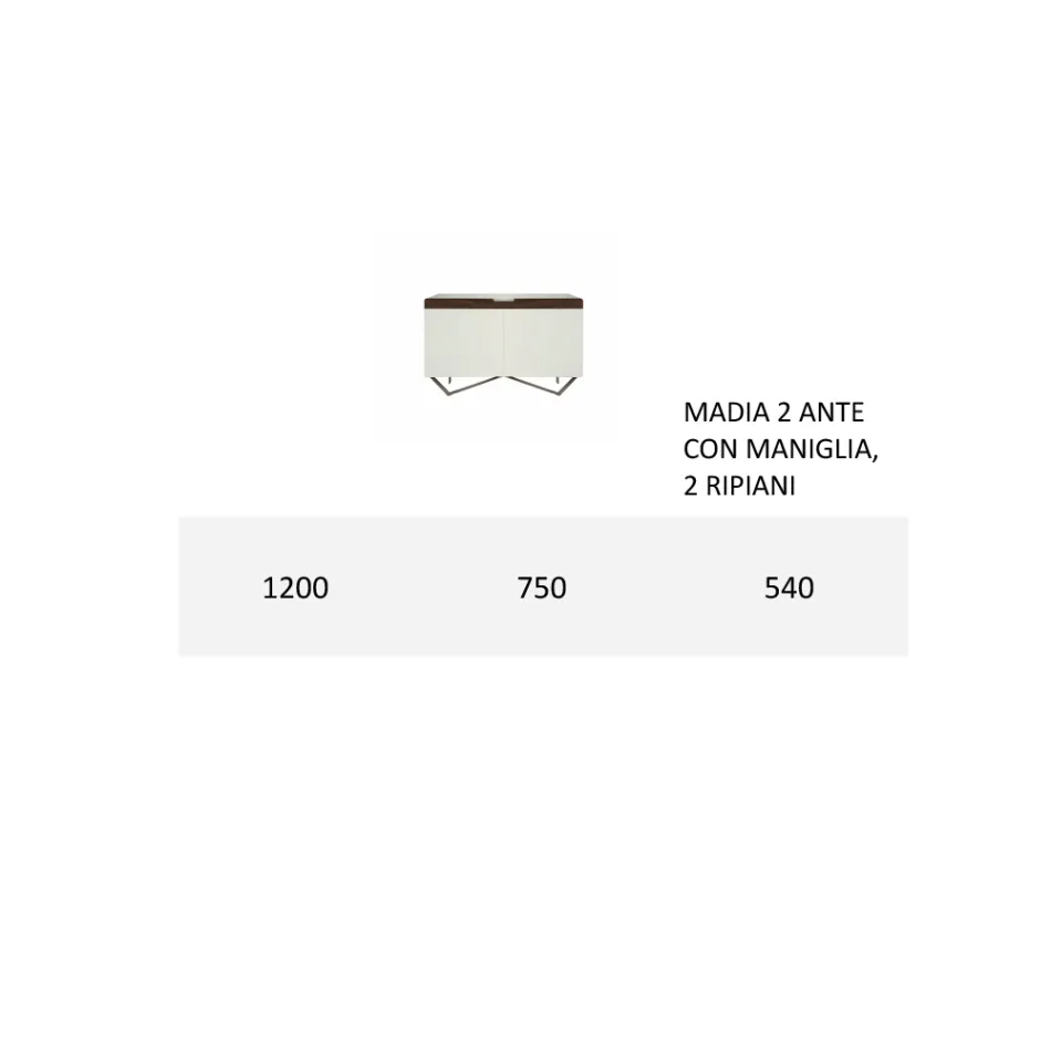 Buffet avec Structure en Mdf Blanc 2 Pieds en Fer Made in Italy - Corail Viadurini