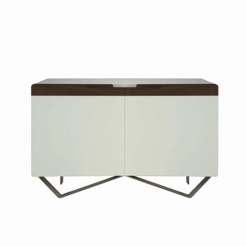 Buffet avec Structure en Mdf Blanc 2 Pieds en Fer Made in Italy - Corail Viadurini
