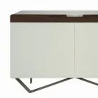 Buffet avec Structure en Mdf Blanc 2 Pieds en Fer Made in Italy - Corail Viadurini