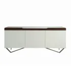 Buffet avec Structure en Mdf Blanc 2 Pieds en Fer Made in Italy - Corail Viadurini