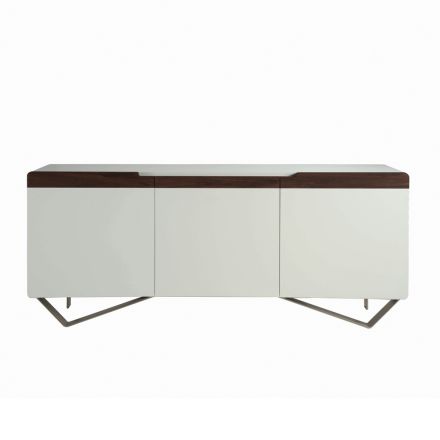 Buffet avec Structure en Mdf Blanc 2 Pieds en Fer Made in Italy - Corail Viadurini