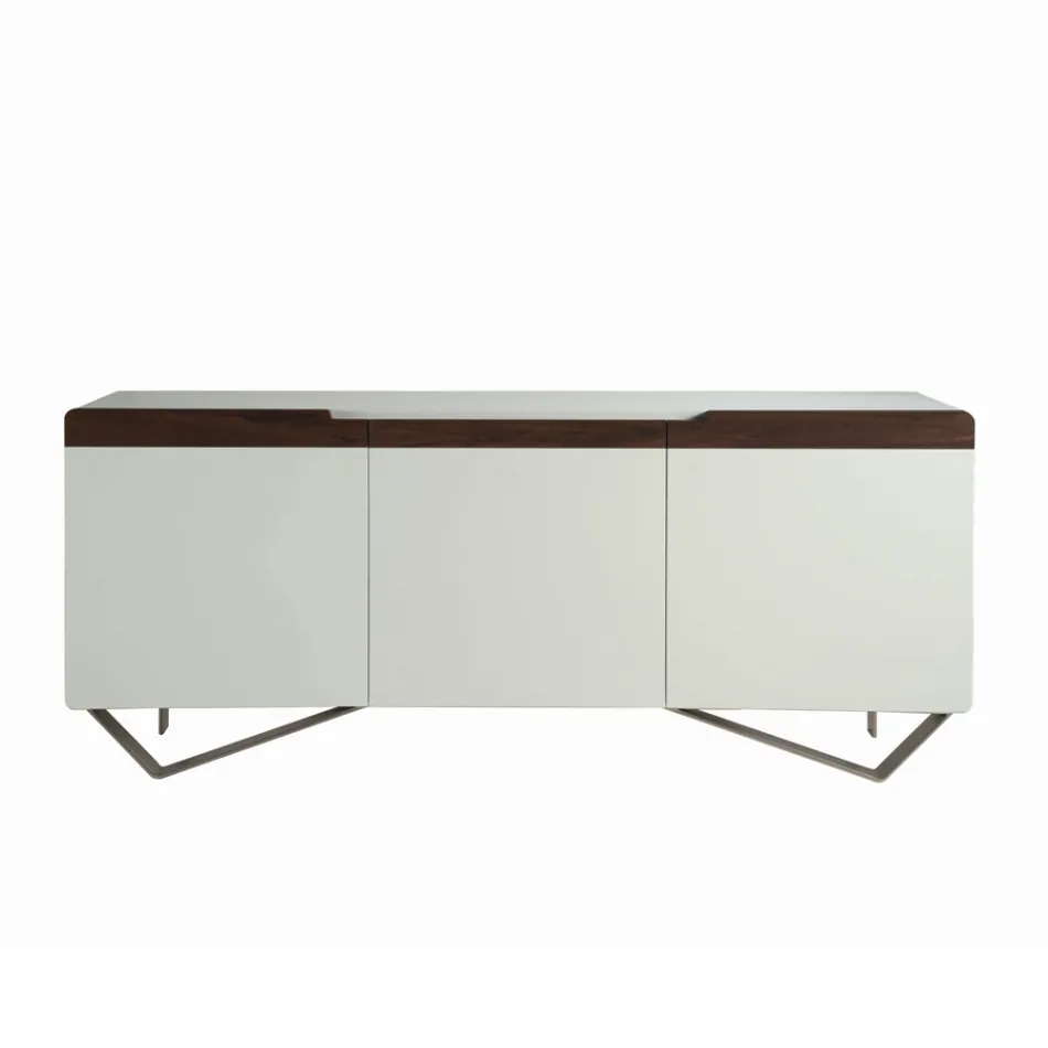Buffet avec Structure en Mdf Blanc 2 Pieds en Fer Made in Italy - Corail Viadurini