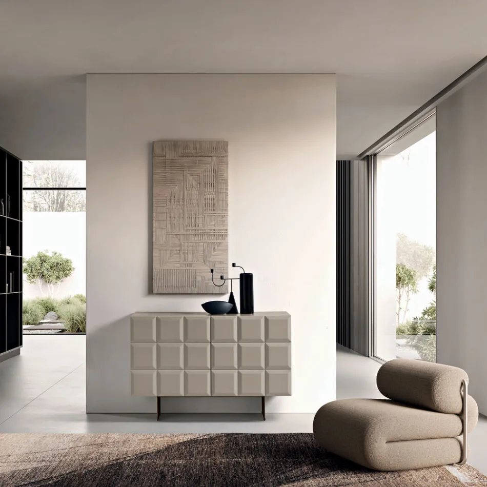 Buffet intérieur à 2 portes à damier, fabriqué en Italie - Elisabetta Viadurini