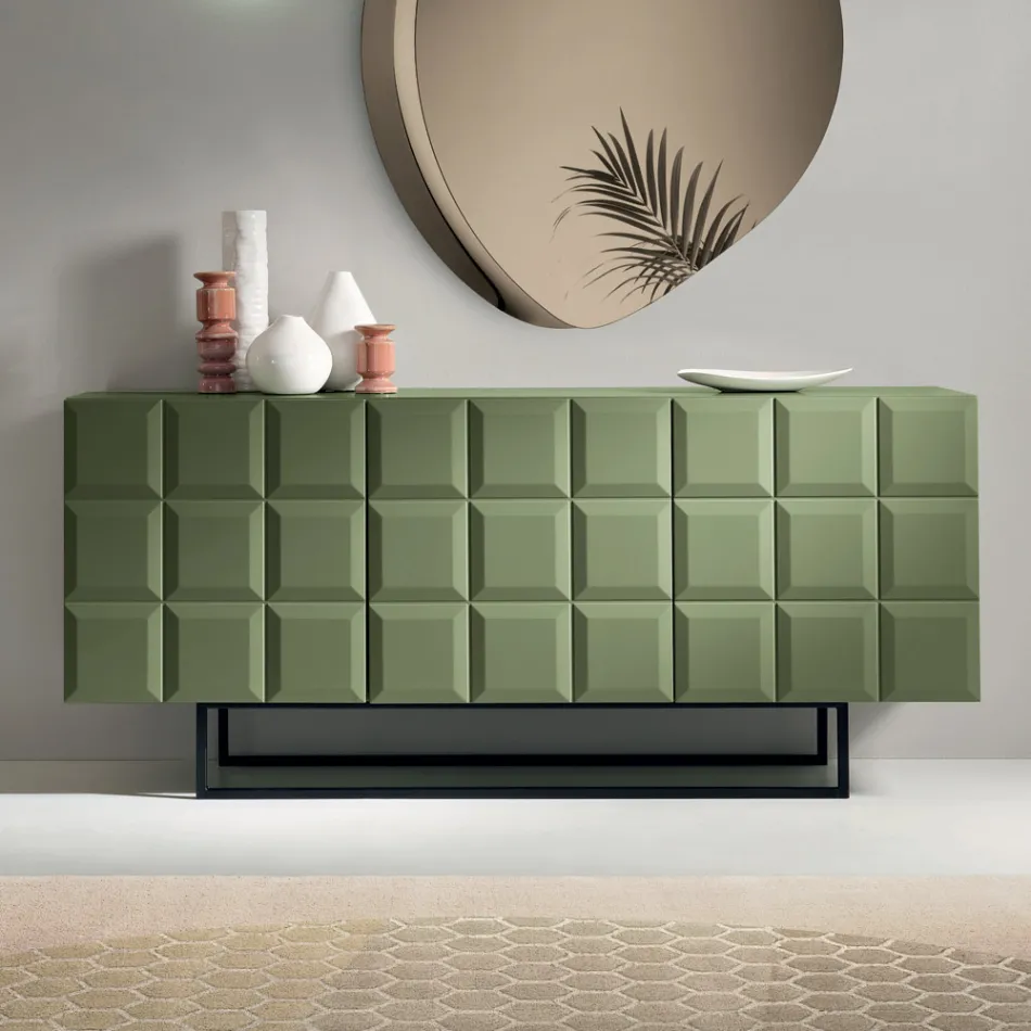 Buffet d'intérieur à 3 portes à carreaux, fabriqué en Italie - Elisabetta Viadurini