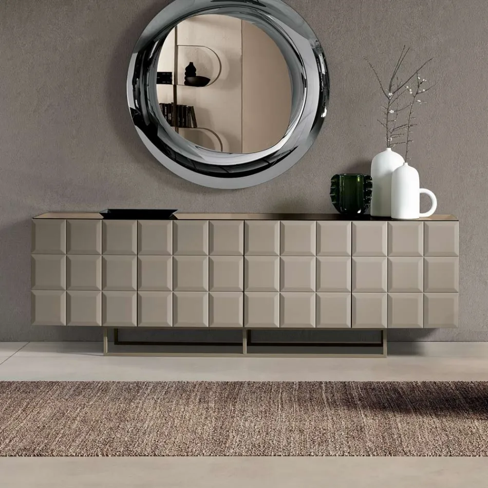 Buffet d'intérieur à 4 portes à carreaux, fabriqué en Italie - Elisabetta Viadurini