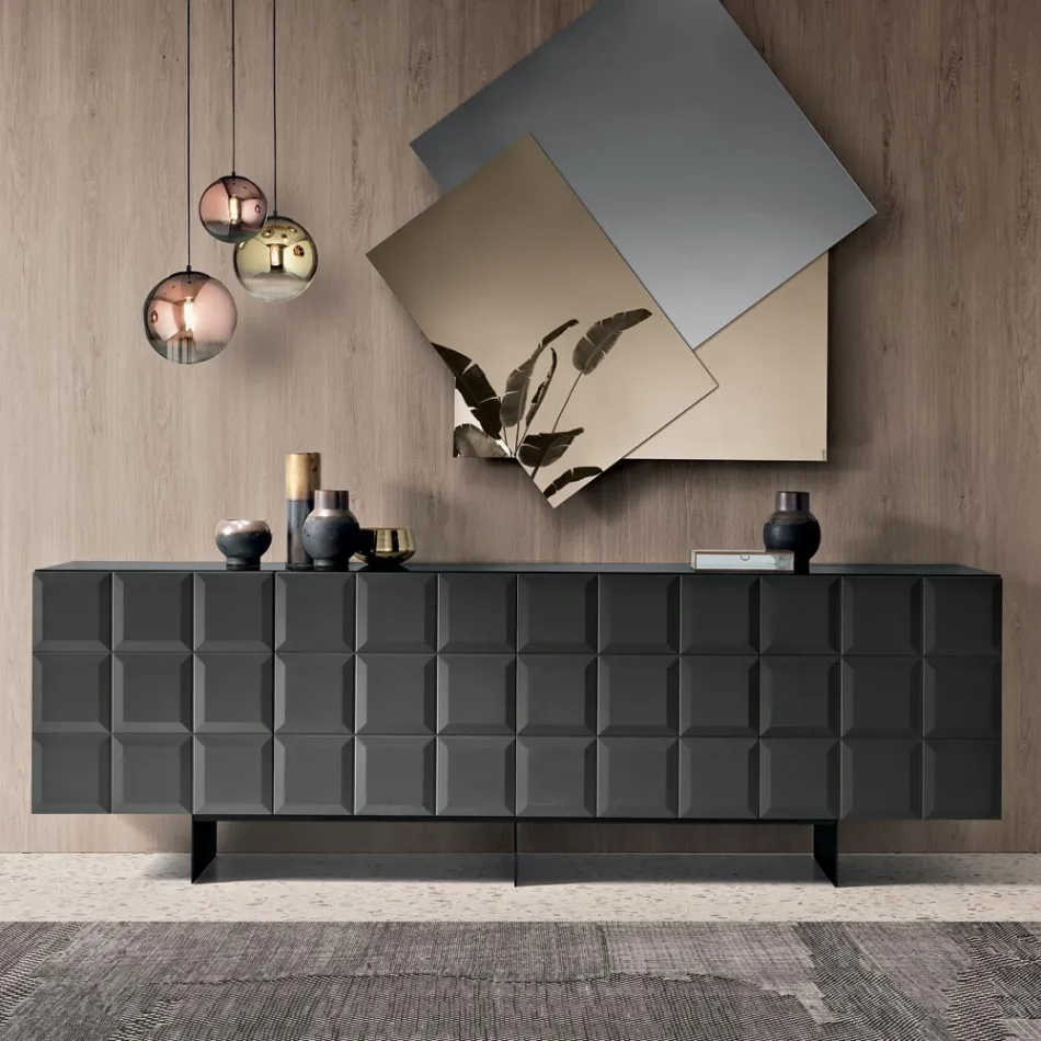 Buffet d'intérieur à 4 portes à carreaux, fabriqué en Italie - Elisabetta Viadurini