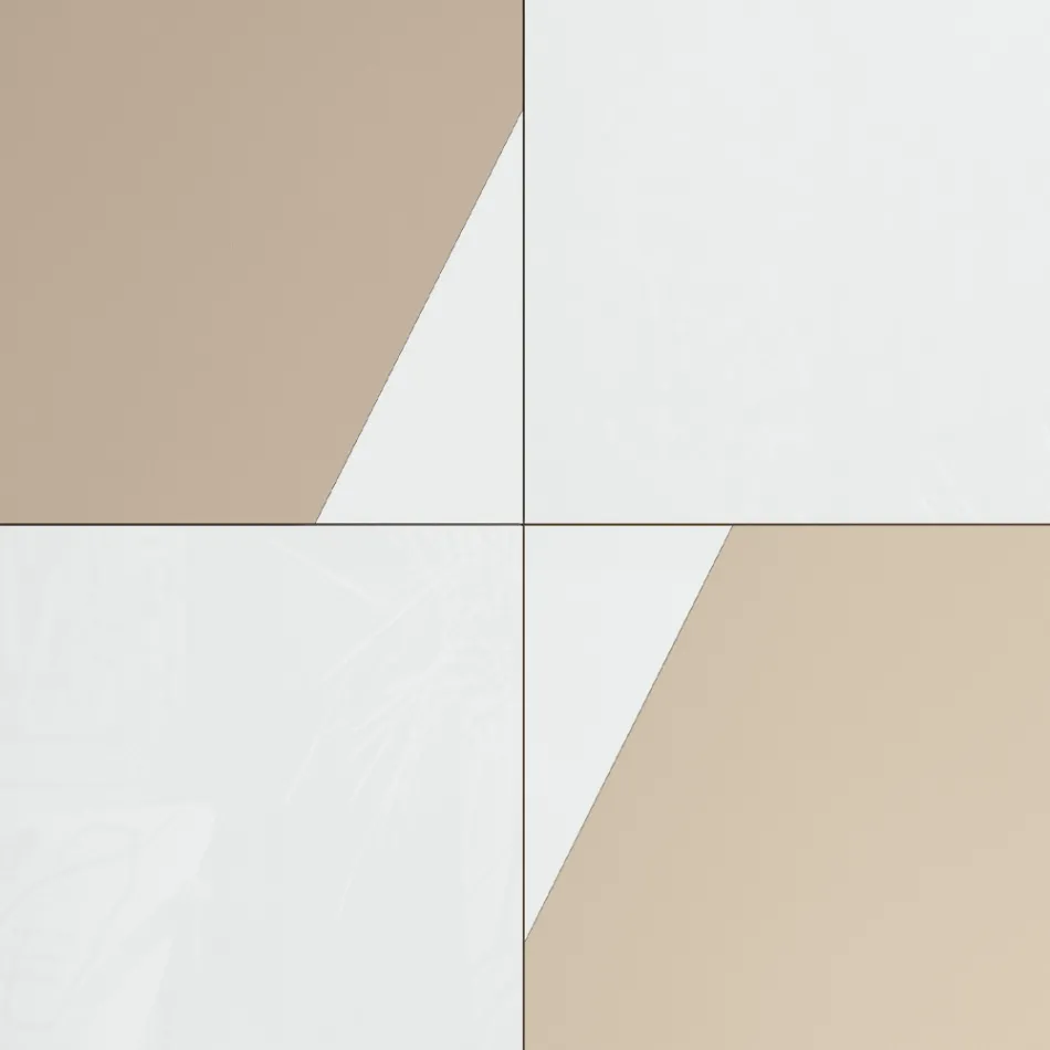 Buffet de salon avec 4 portes en verre blanc et finition vison Made in Italy - Eva Viadurini