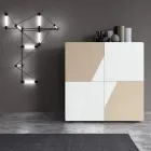 Buffet de salon avec 4 portes en verre blanc et finition vison Made in Italy - Eva Viadurini