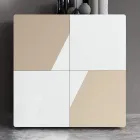 Buffet de salon avec 4 portes en verre blanc et finition vison Made in Italy - Eva Viadurini