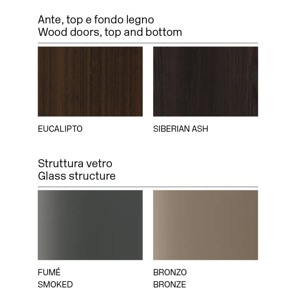 Buffet en bois avec structure en verre Made in Italy - Azuki Viadurini