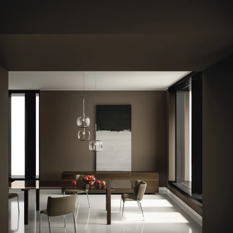 Buffet en bois avec structure en verre Made in Italy - Azuki Viadurini