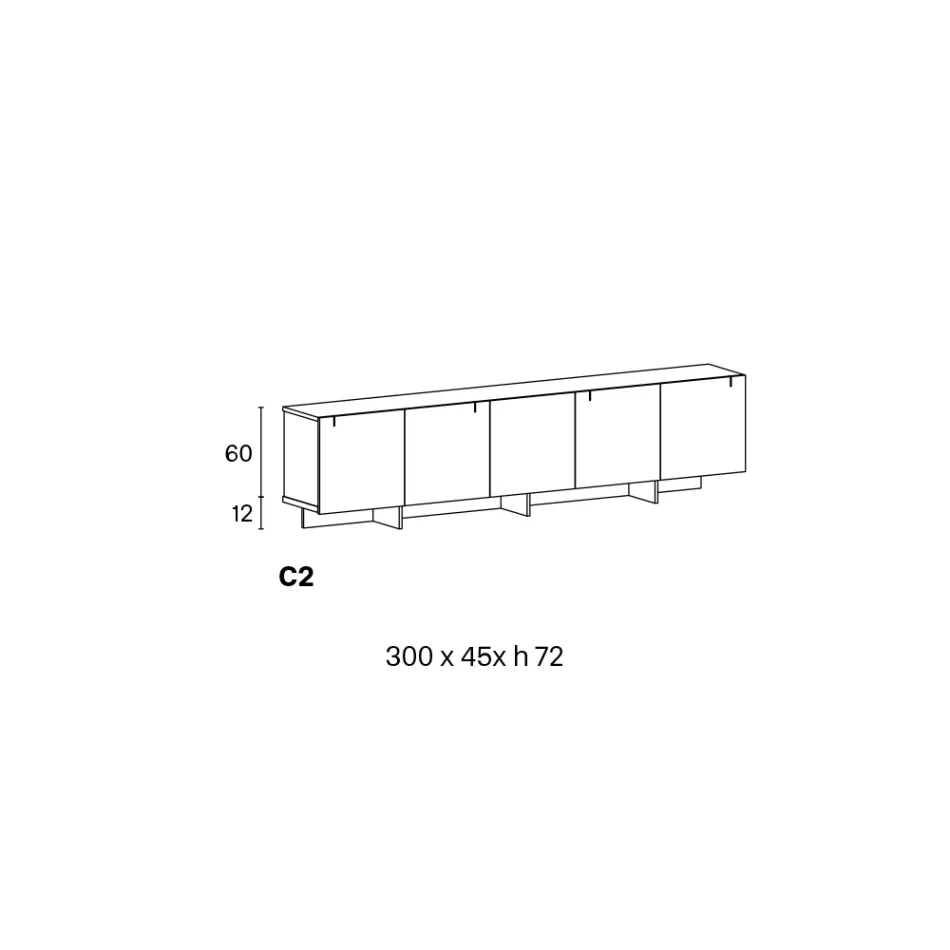 Buffet en bois avec structure en verre Made in Italy - Azuki Viadurini