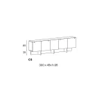 Buffet en bois avec structure en verre Made in Italy - Azuki Viadurini