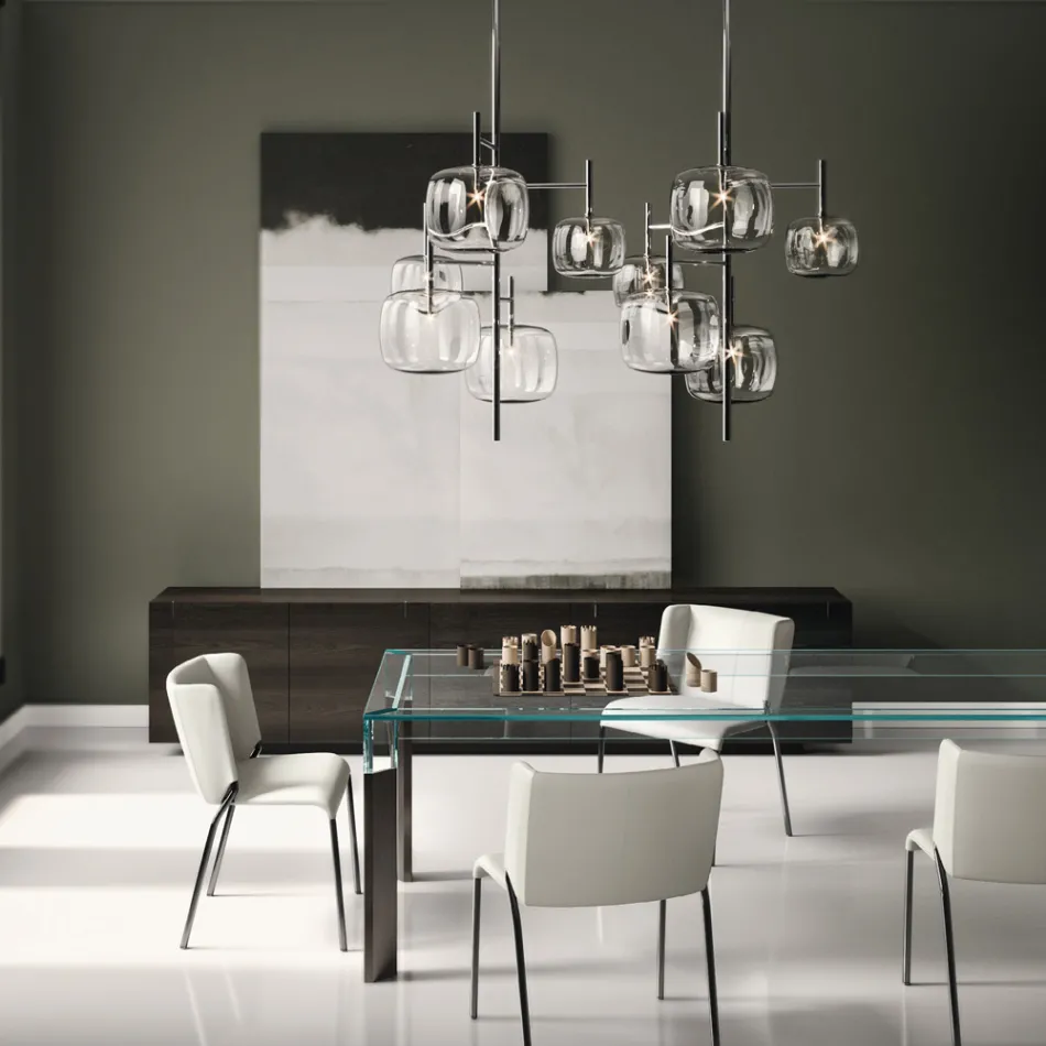 Buffet en bois avec structure en verre Made in Italy - Azuki Viadurini