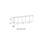 Buffet en bois avec structure en verre Made in Italy - Azuki Viadurini