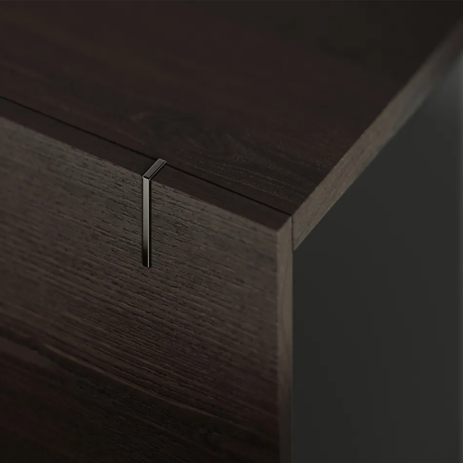 Buffet en bois avec structure en verre Made in Italy - Azuki Viadurini