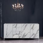 Buffet de salon recouvert de mélamine finition marbre fabriqué en Italie - Zinc Viadurini