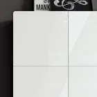 Buffet de salon avec 4 portes en finition verre blanc fabriqué en Italie - Eline Viadurini