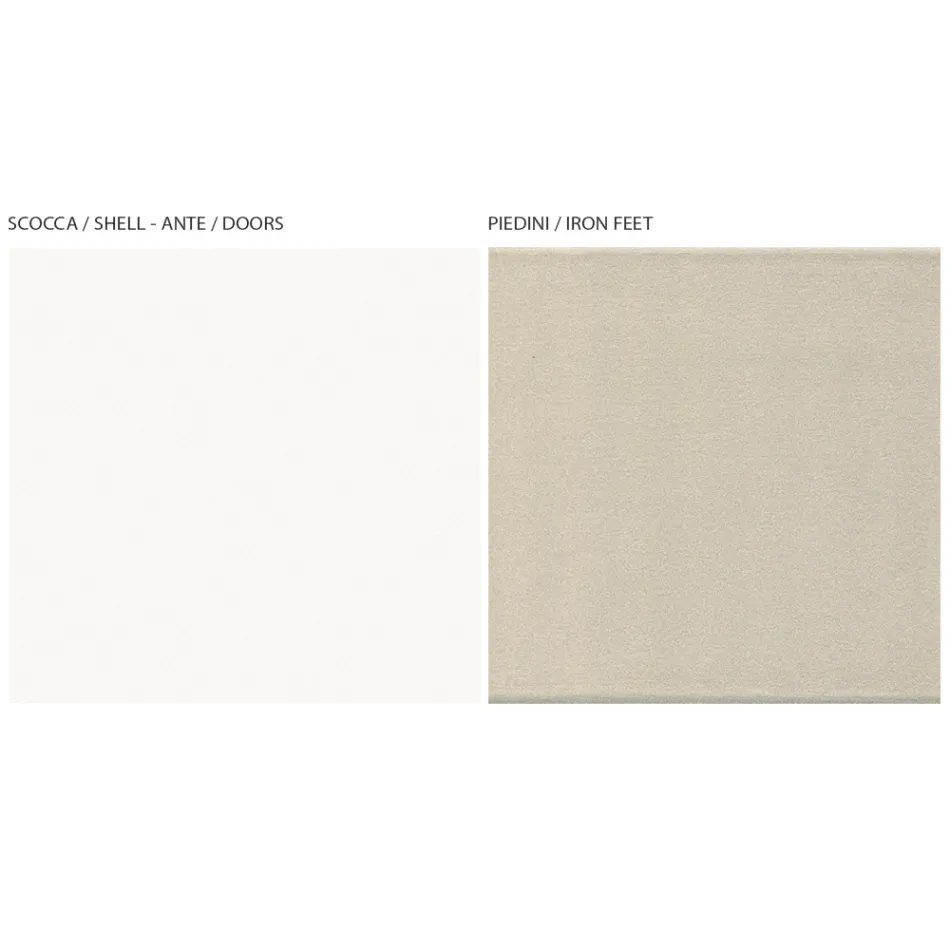 Buffet de salon avec 4 portes en MDF finition blanc et nickel fabriqué en Italie - Emie Viadurini