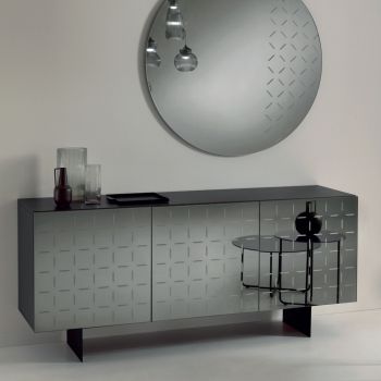 Buffet de salon en bois avec portes miroir Made in Italy - Arenella