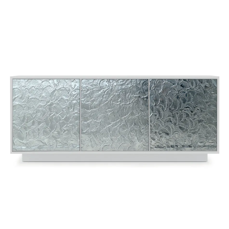 Buffet de salon en bois laqué mat et verre Made in Italy - Fiorenza Viadurini