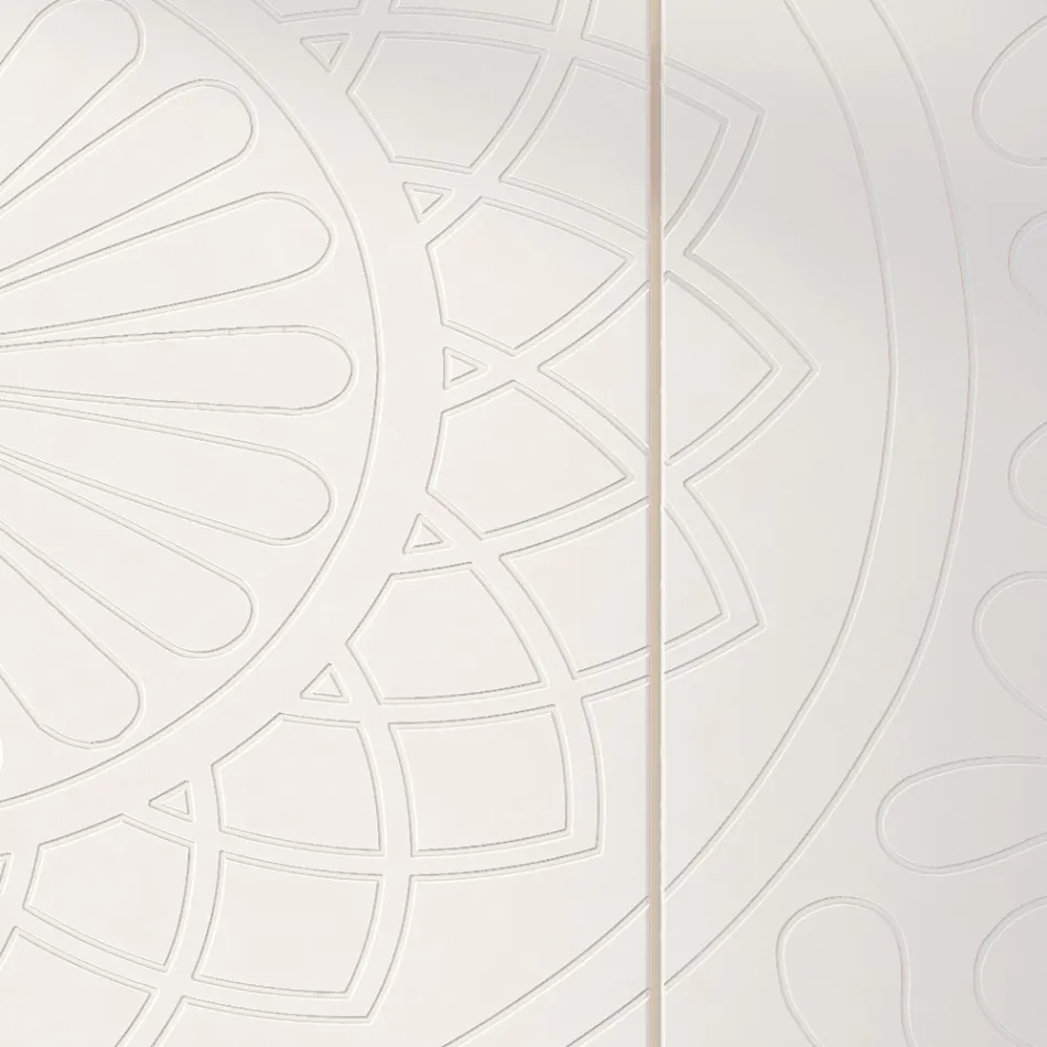 Buffet de salon en Mdf blanc avec bas-relief Made in Italy - Stilea Viadurini