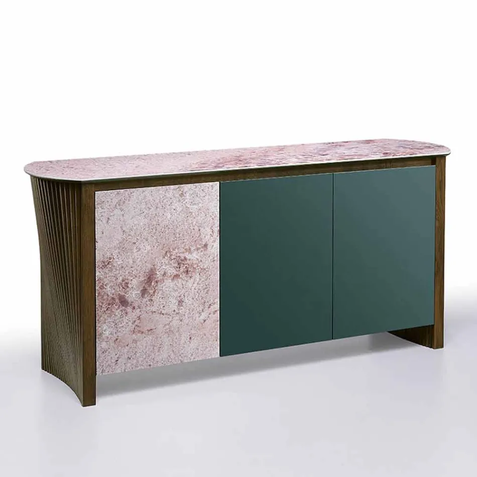 Buffet Design en Gres avec Structure en Bois et Mdf Made in Italy - Cunea Viadurini