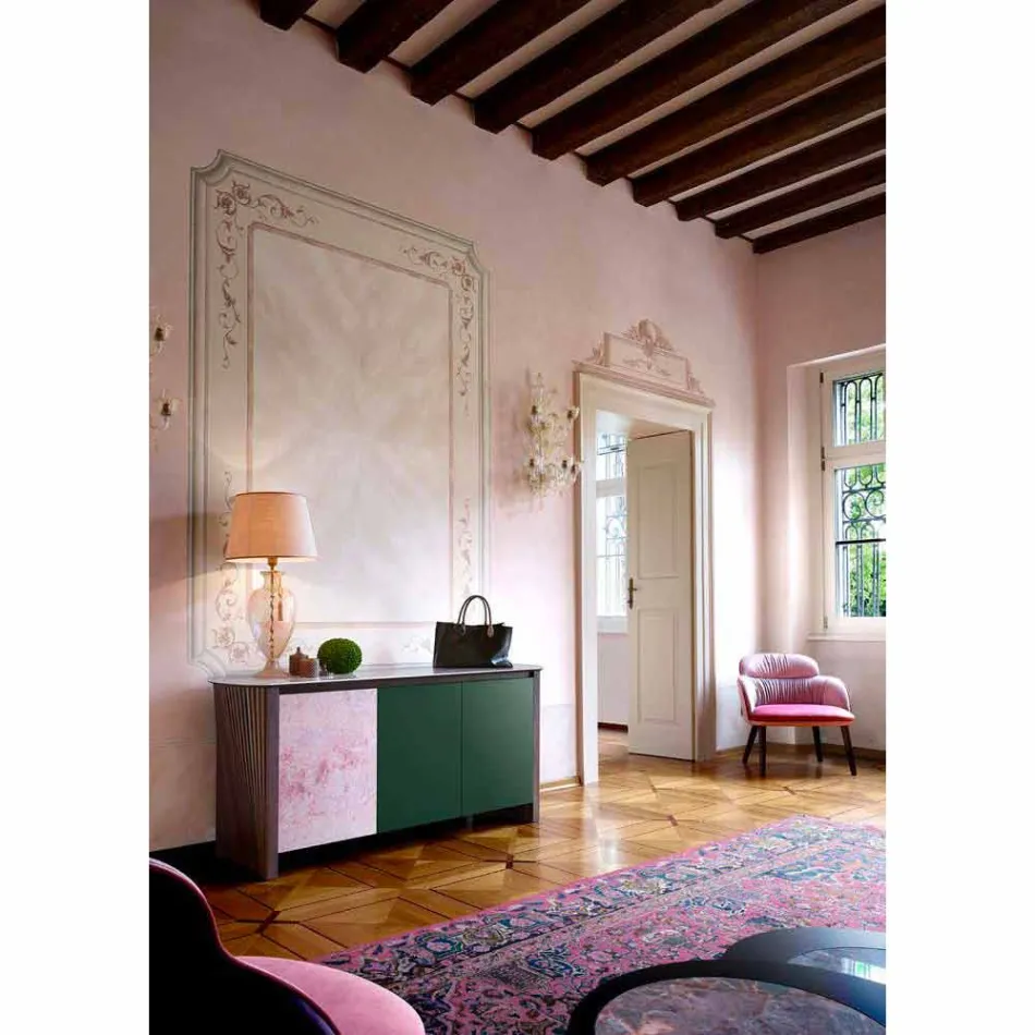 Buffet Design en Gres avec Structure en Bois et Mdf Made in Italy - Cunea Viadurini