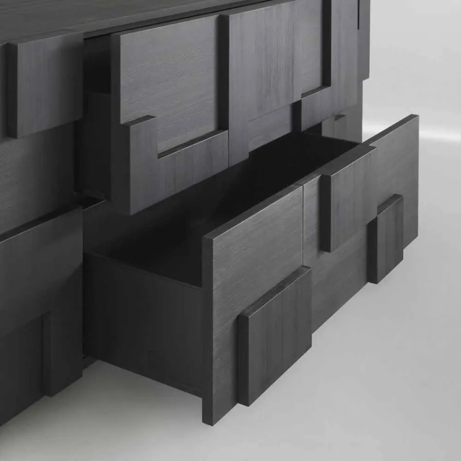 conception Buffet chaleur en bois de mélèze brossé traité Azalea Viadurini