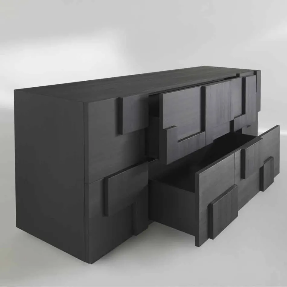 conception Buffet chaleur en bois de mélèze brossé traité Azalea Viadurini