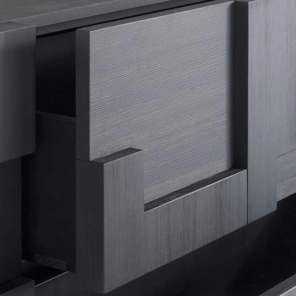 conception Buffet chaleur en bois de mélèze brossé traité Azalea Viadurini