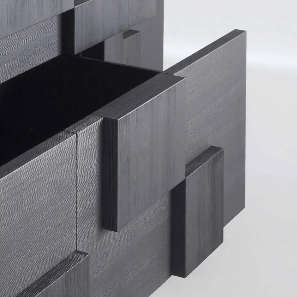 conception Buffet chaleur en bois de mélèze brossé traité Azalea Viadurini