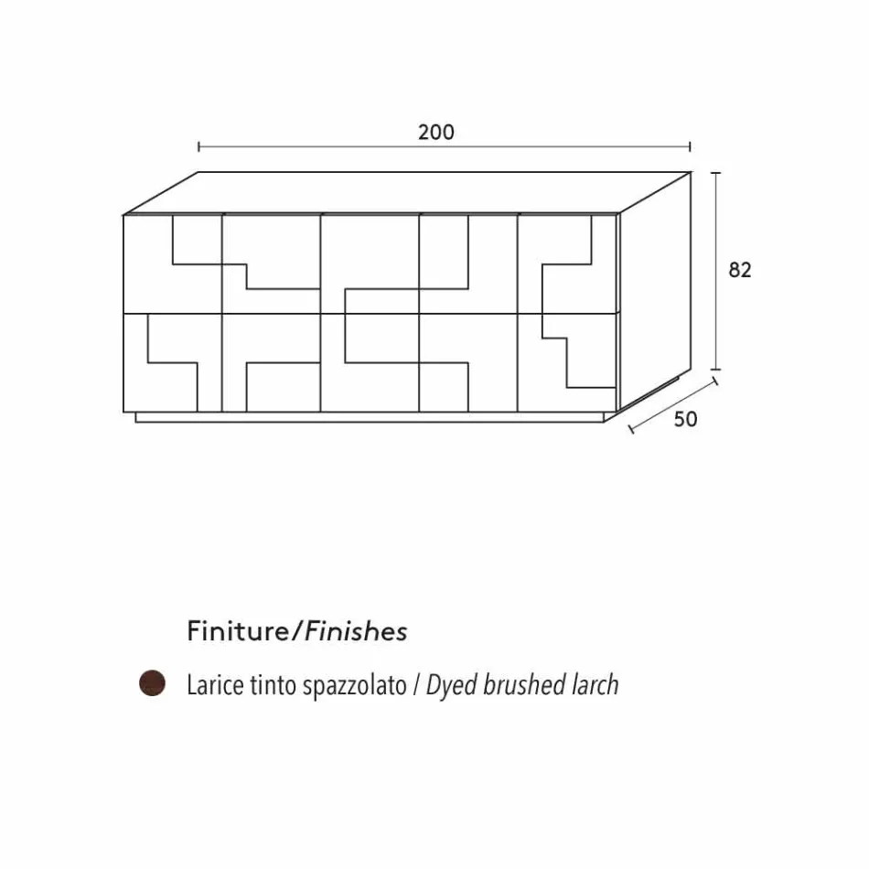 conception Buffet chaleur en bois de mélèze brossé traité Azalea Viadurini