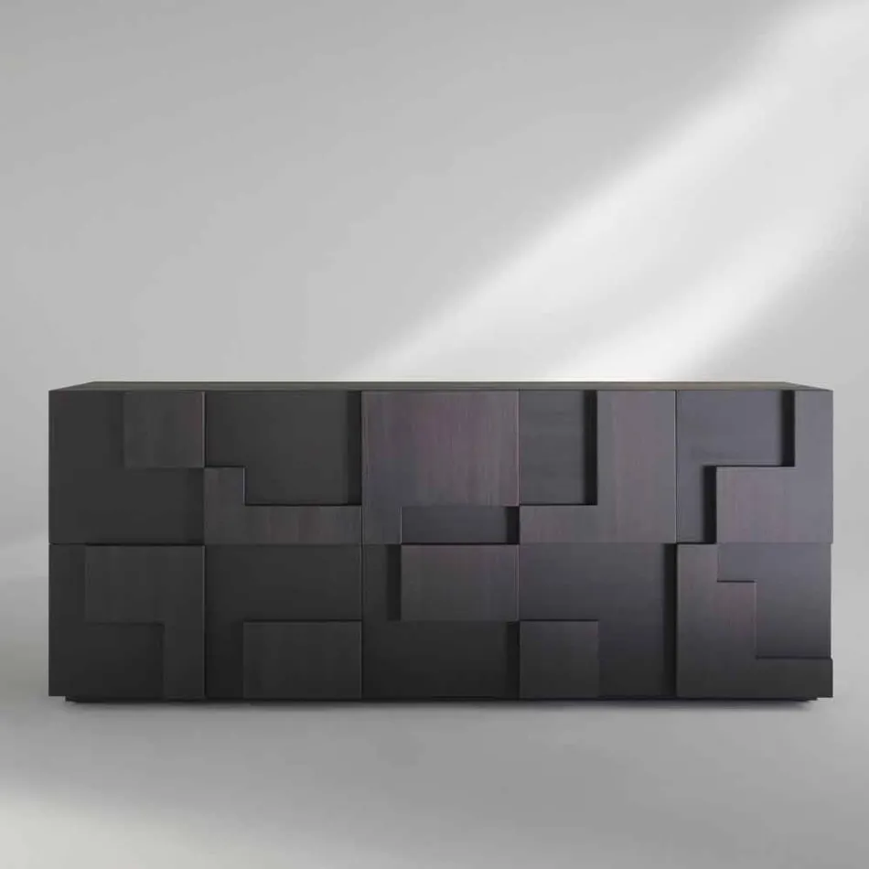 conception Buffet chaleur en bois de mélèze brossé traité Azalea Viadurini