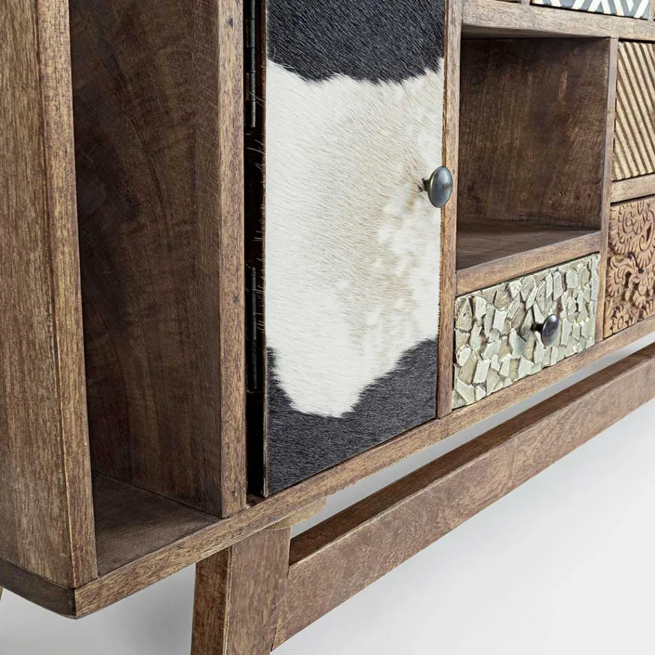 Buffet Ethnique en Manguier Recyclé et Acacia Homemotion - Auriel Viadurini