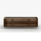 Buffet en bois laqué courbé avec portes vitrées bronze, fabriqué en Italie - Lyra Viadurini