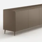 Buffet Lyra en bois courbé laqué platine, design exclusif, fabriqué en Italie. Viadurini